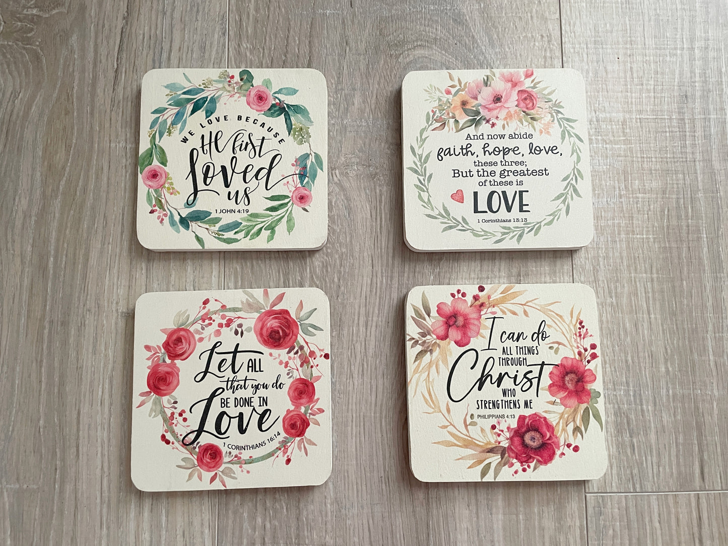 Christian Bible Verse Coaster Set