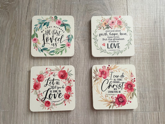 Christian Bible Verse Coaster Set