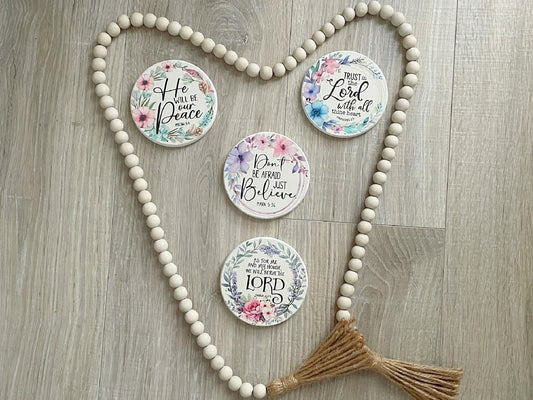 Wood Bible Verse Coasters, Set of 4 Faith Based Gift