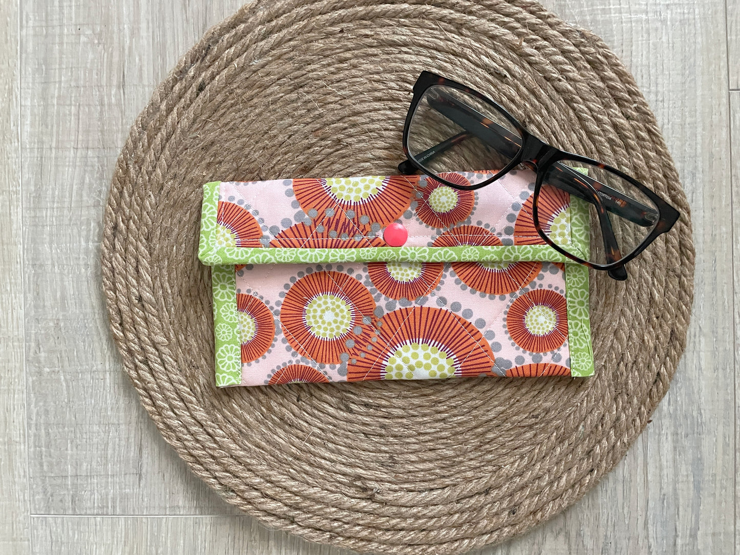 Rust & Gray Retro Dot Eyeglass Case