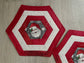 Santa Christmas Mug Rug, Set of 2 Handmade Snack Drink Mats