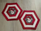 Santa Christmas Mug Rug, Set of 2 Handmade Snack Drink Mats