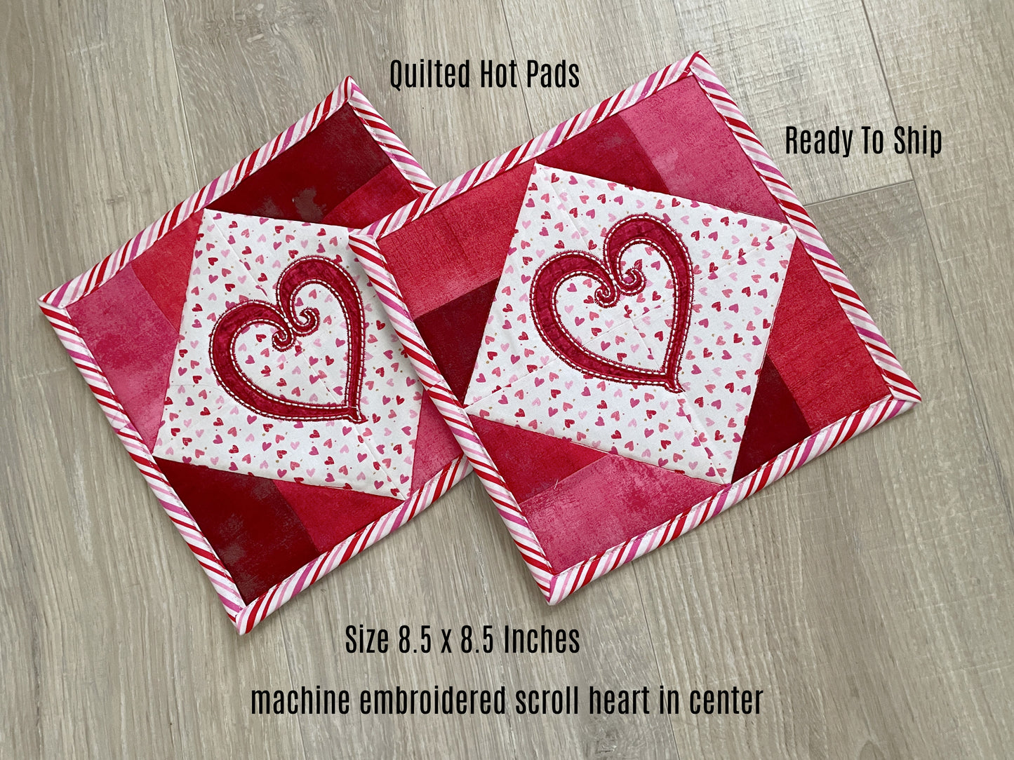 Valentine Gift Set of 2 Quilted Hot Pads