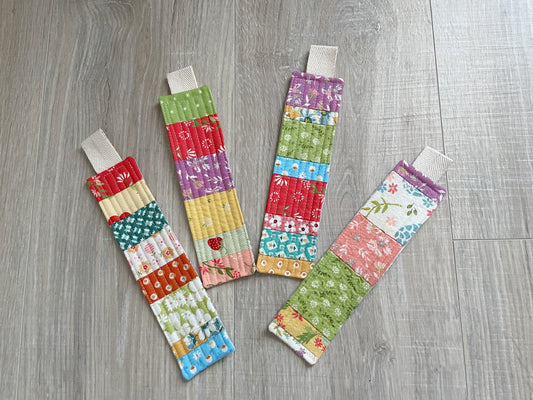 Handmade Quilted Bookmarks, Set of 4 Scrappy Bookmark Gift for Book Lovers