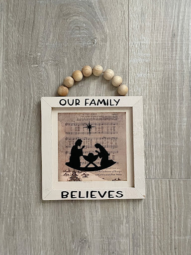 Christian Mini Wood Signs, Faith Based Wall Decor, Christmas Wood Bead Hanging Decor