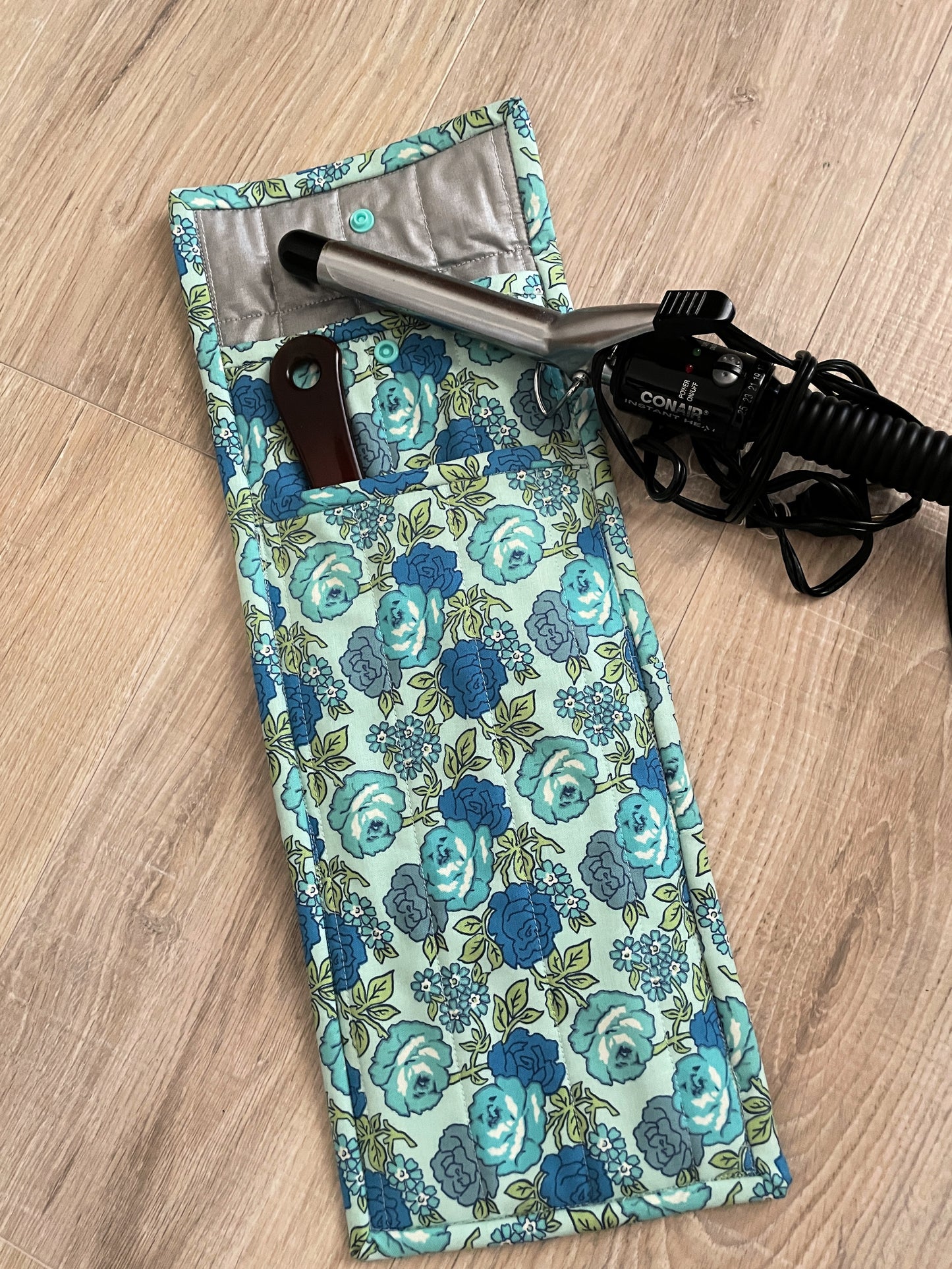 Handmade Quilted Flat Iron Bag, Heat Resistant Curling Iron Case