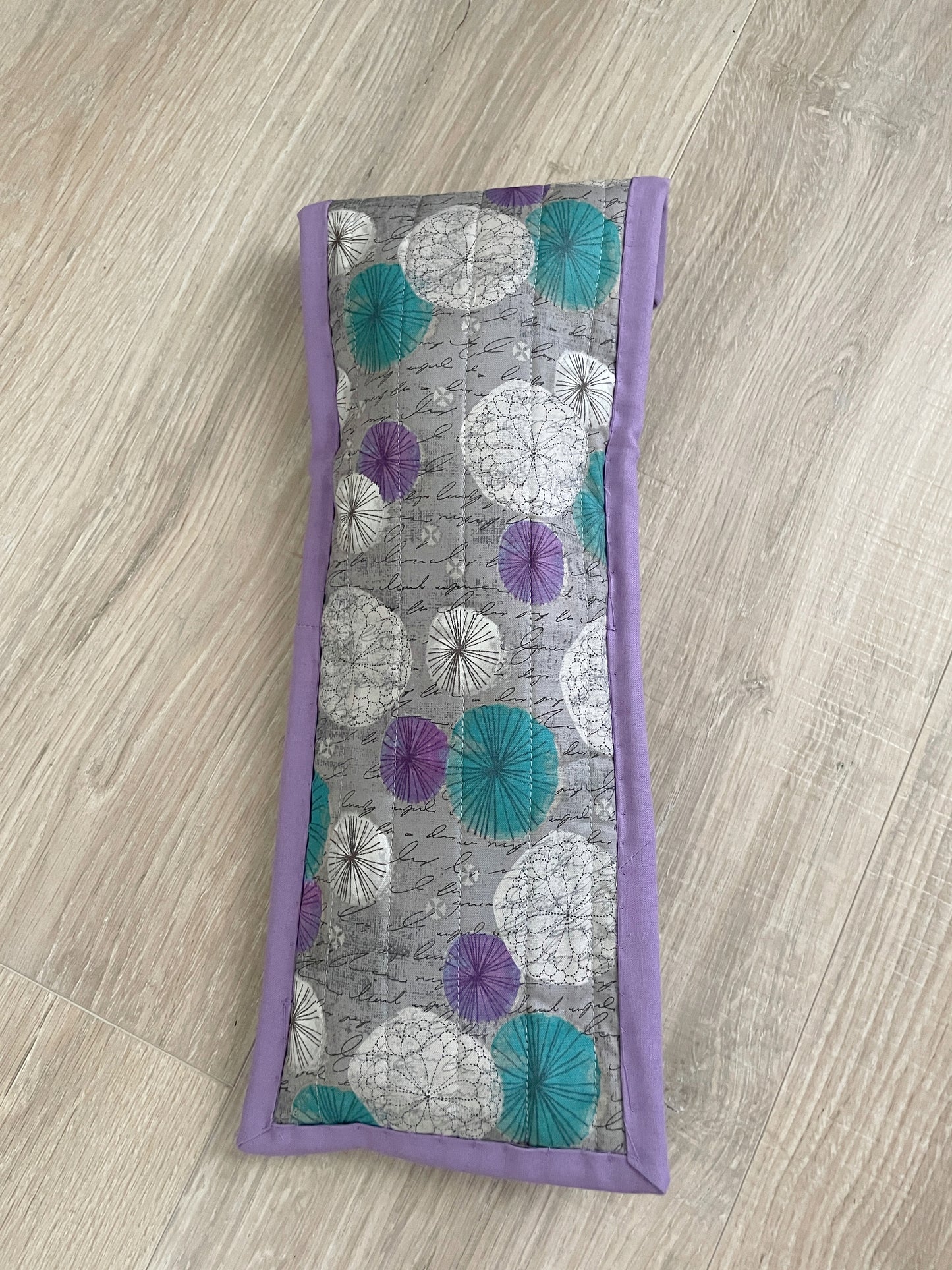 Handmade Flat Iron or Curling Iron Holder, Purple and Teal Spirographs