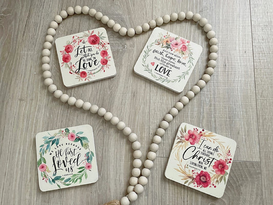 Wood Bible Verse Coasters, Set of 4 Faith Based Gift