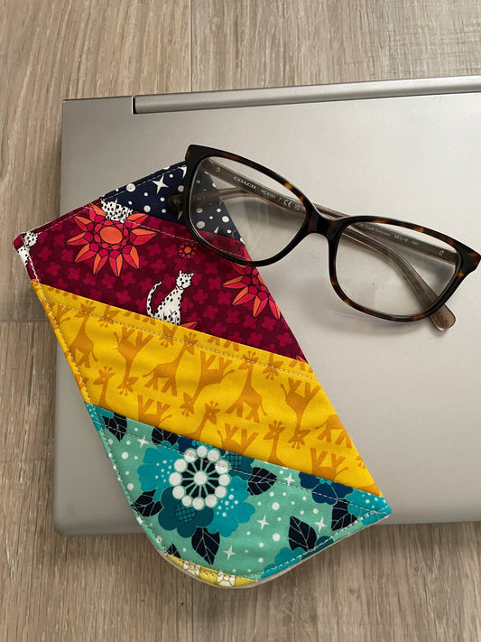 Handmade Quilted Eyeglass Holder - Soft Fabric Sunglass Pouch