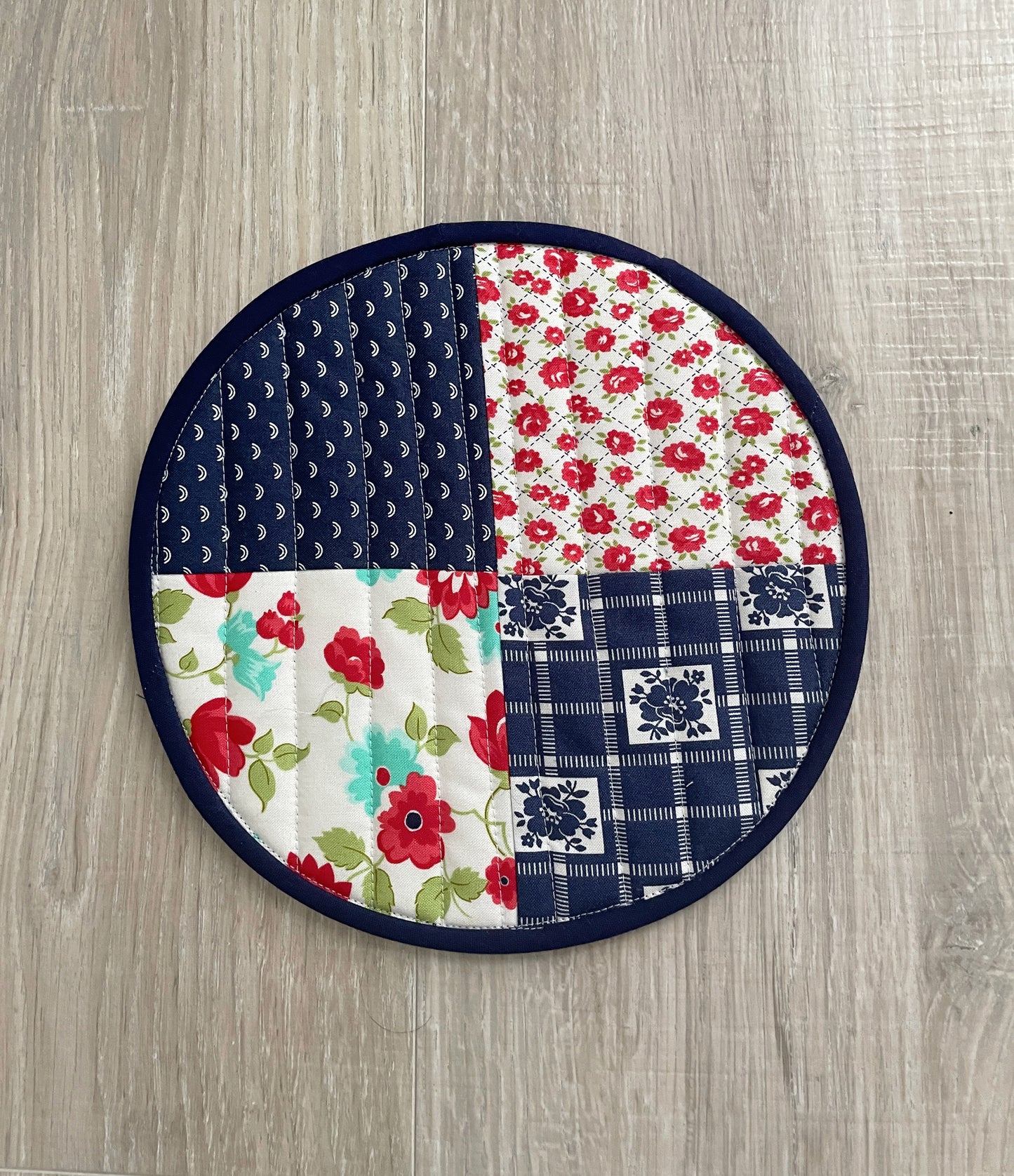 Scrappy Round Hot Pads, Set of 2 Floral Potholders