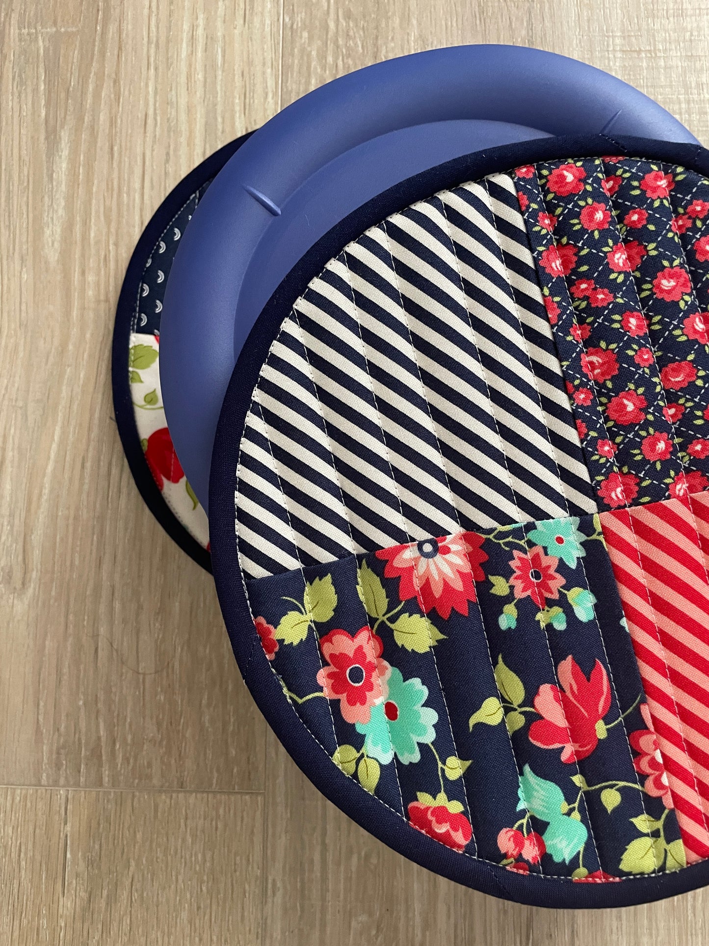 Scrappy Round Hot Pads, Set of 2 Floral Potholders