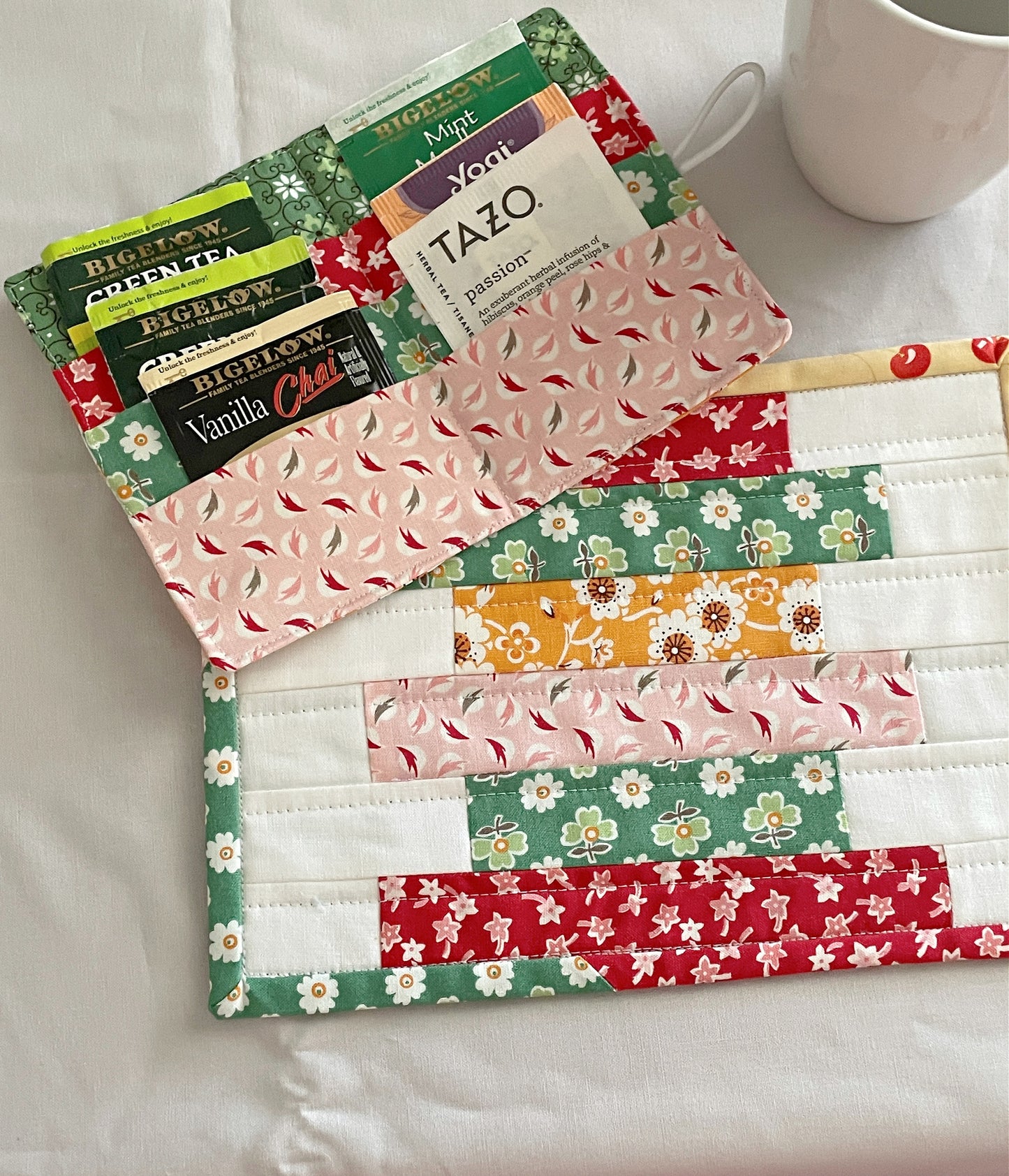 Tea Bag Organizer & Coaster Set, Handmade Gift