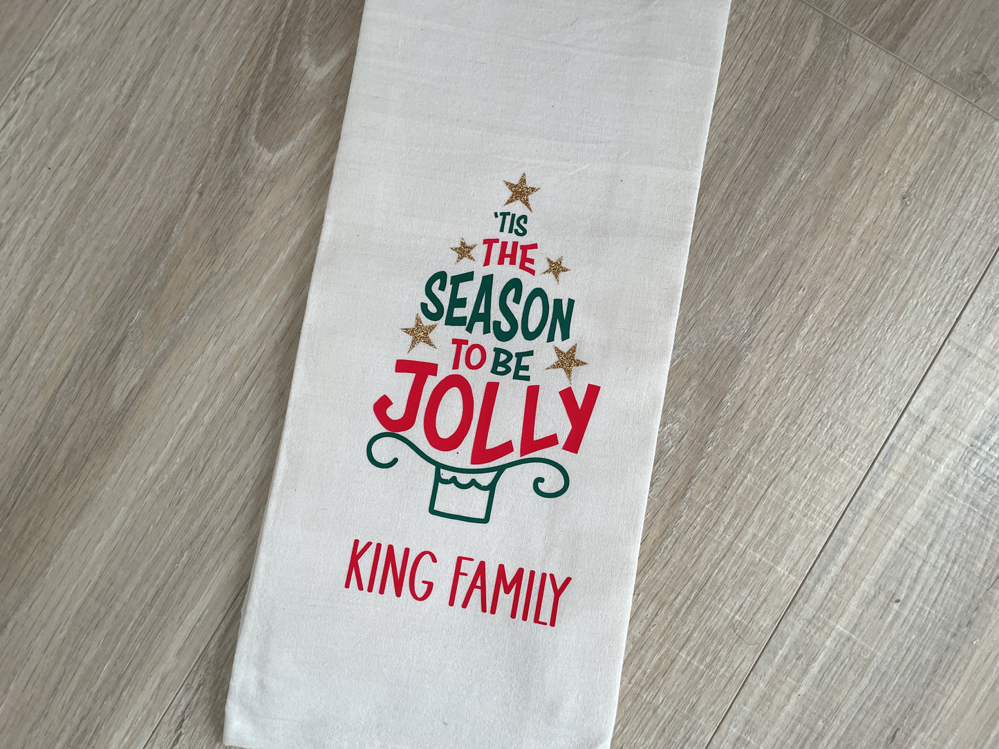Personalized Christmas Tree Kitchen Towel, Holiday Decor