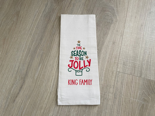 Personalized Christmas Tree Kitchen Towel, Holiday Decor