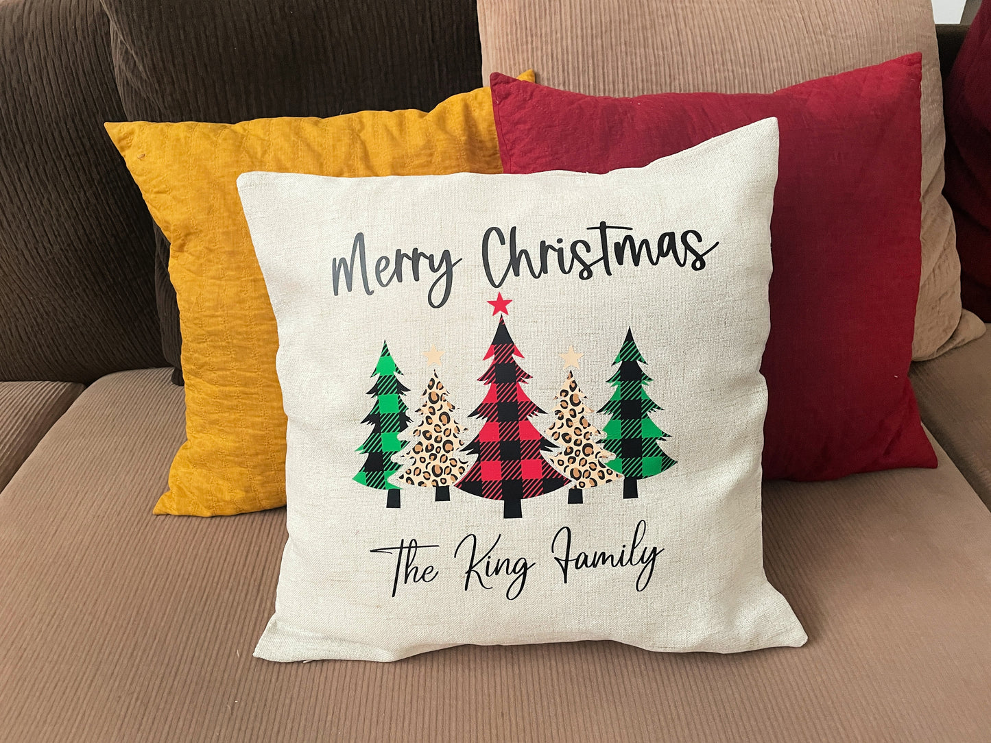Personalized Christmas Pillow, Family Name Christmas Decor