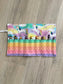 Handmade Crayon Roll Up, Crayon Tote, Crayon Holder featuring Rainbow Unicorns with Included Crayons