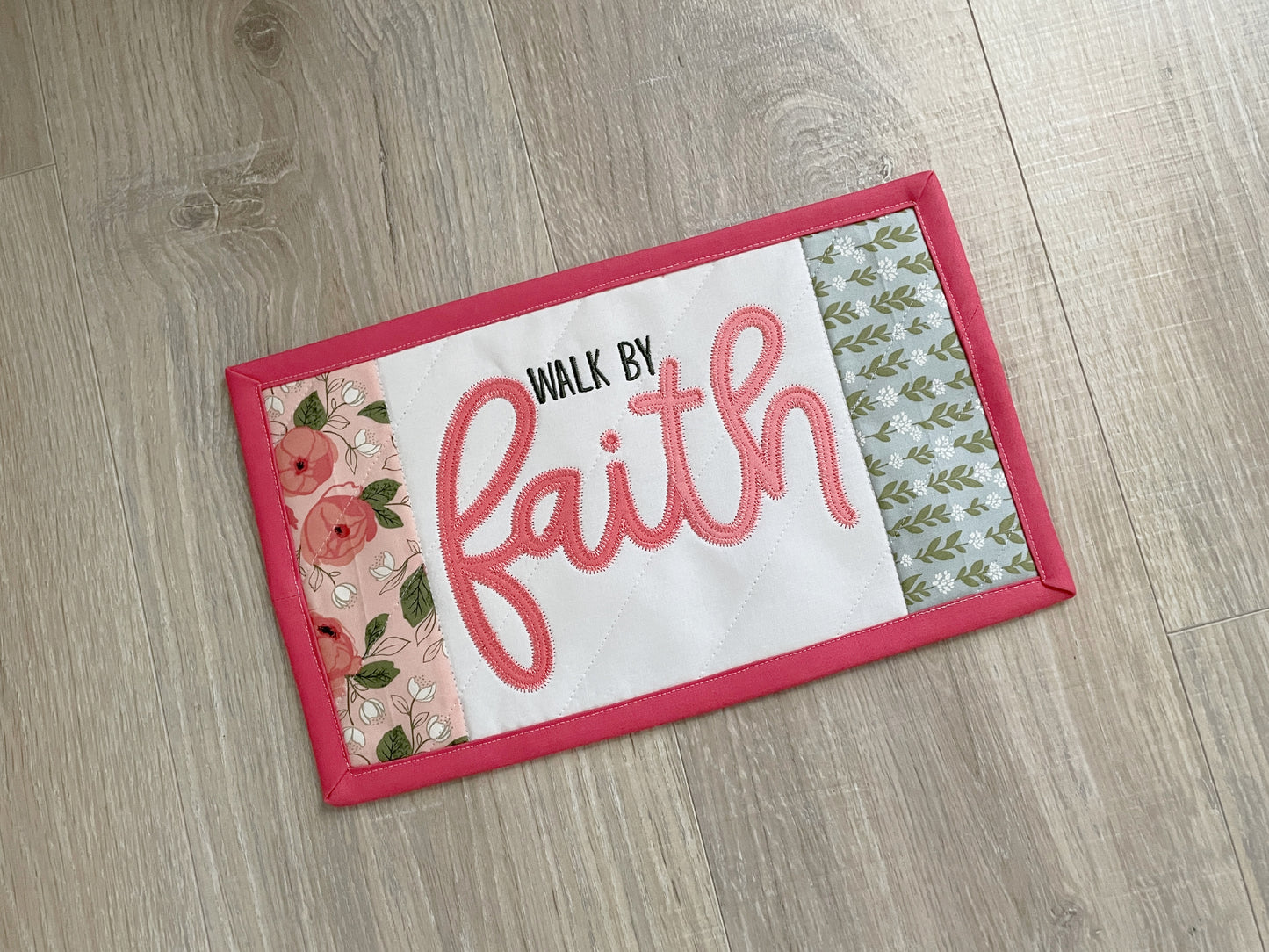 Walk By Faith Quilted Mug Rug / Coaster