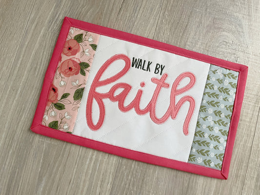 Walk By Faith Quilted Mug Rug / Coaster