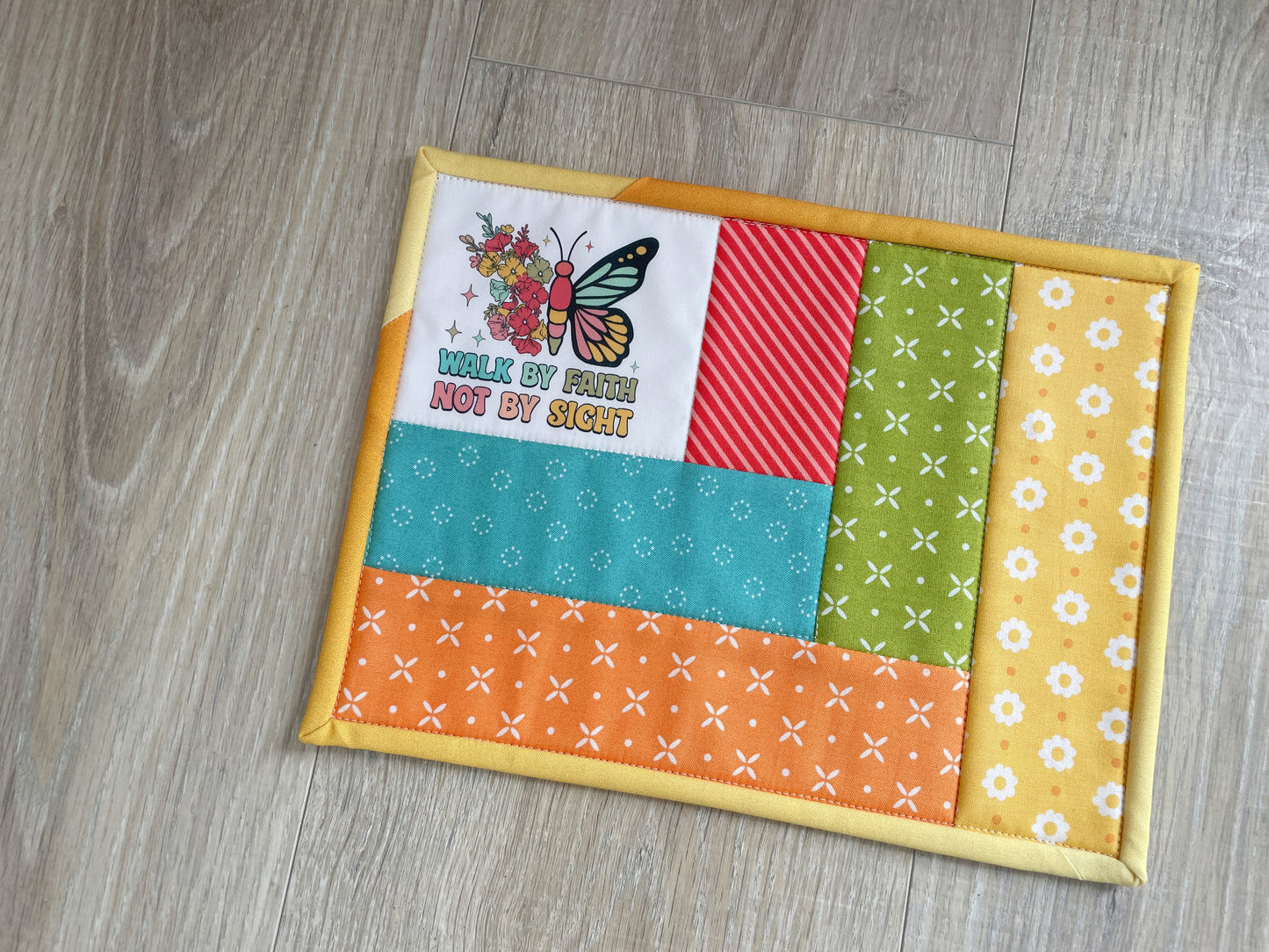 Quilted Christian Mug Rug: Inspirational Desk Decor