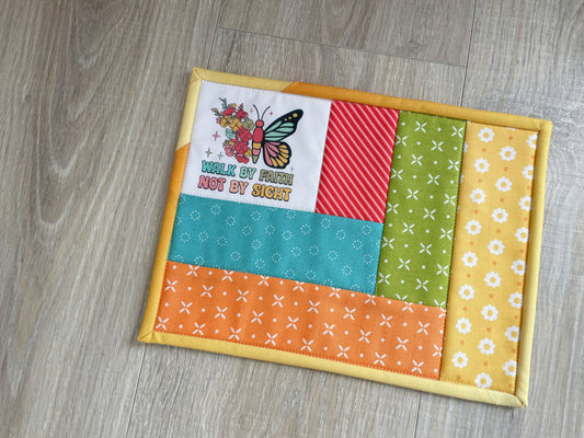 Quilted Christian Mug Rug: Inspirational Desk Decor