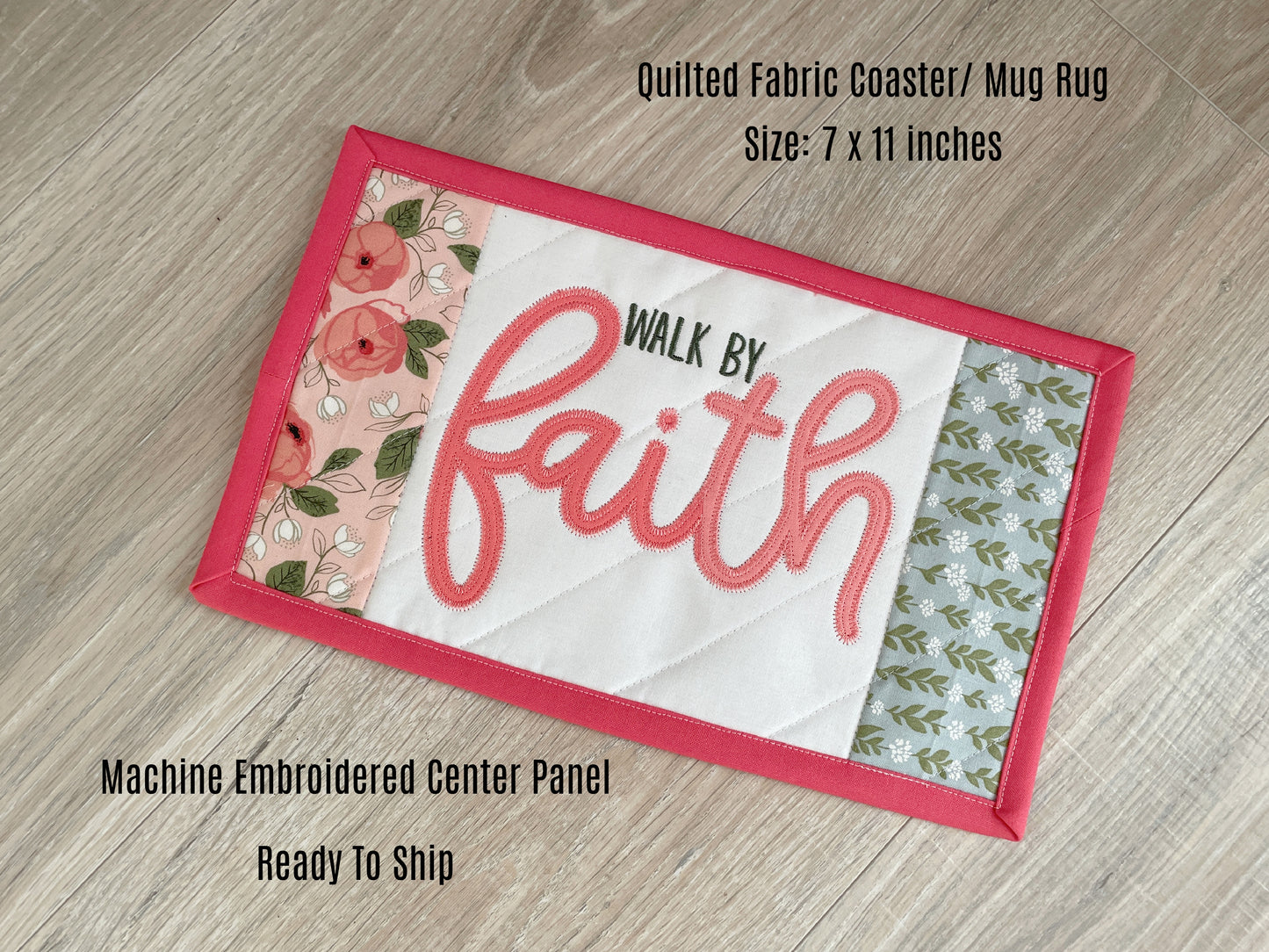 Walk By Faith Quilted Mug Rug / Coaster