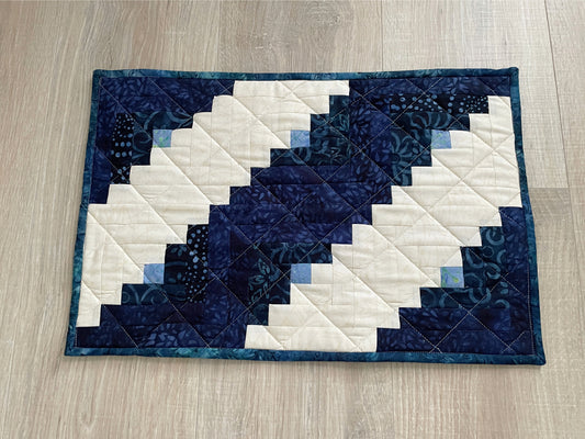 Handmade Casserole Hot Pad, Oversized Kitchen Potholder, Blue and White Table Centerpiece