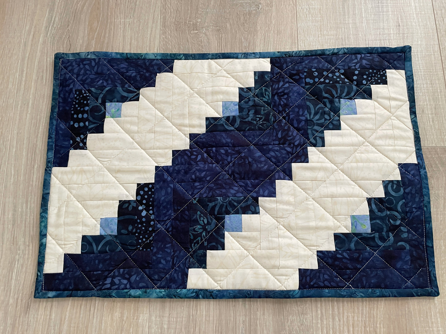 Handmade Casserole Hot Pad, Oversized Kitchen Potholder, Blue and White Table Centerpiece