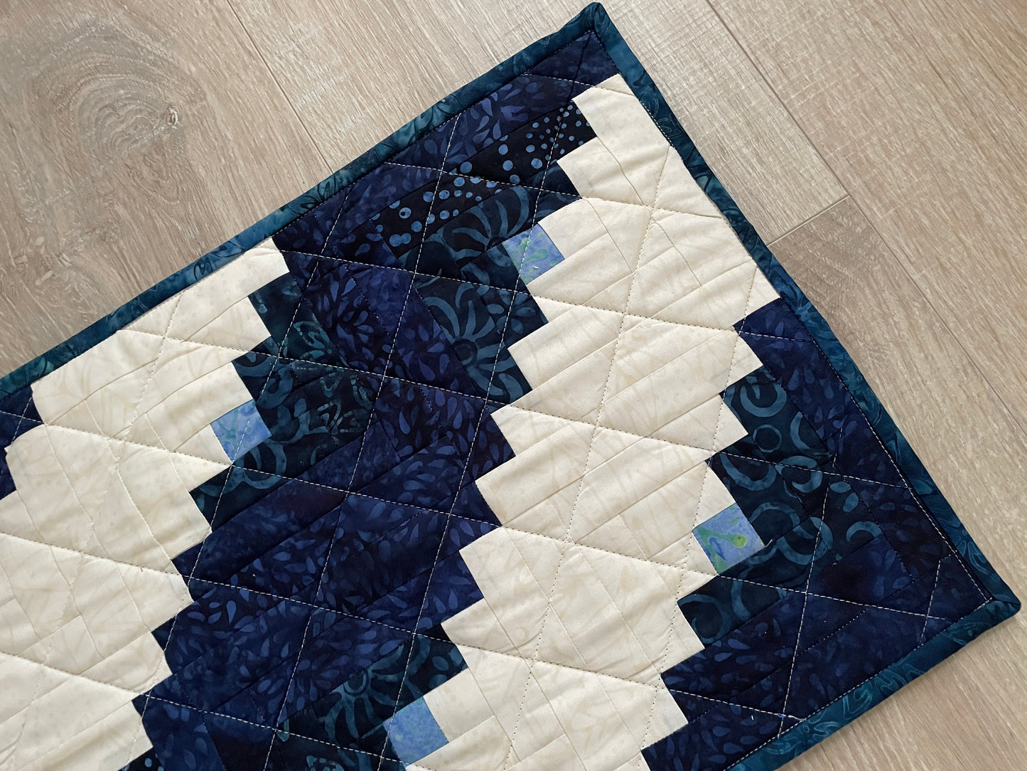 Handmade Casserole Hot Pad, Oversized Kitchen Potholder, Blue and White Table Centerpiece