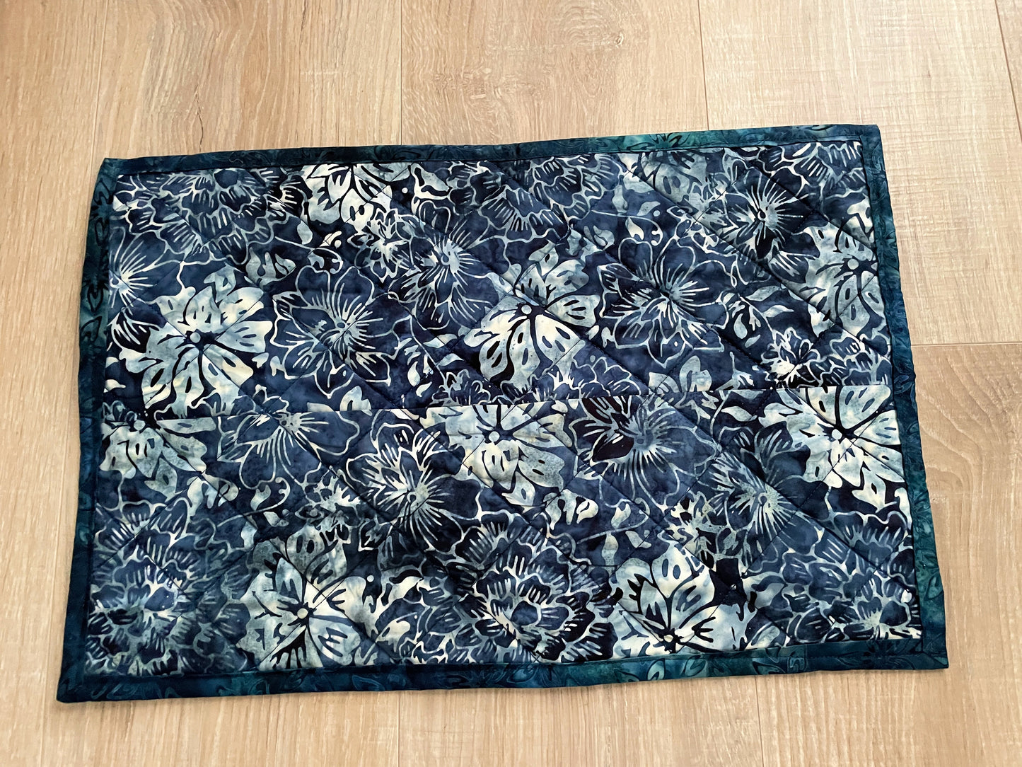 Handmade Casserole Hot Pad, Oversized Kitchen Potholder, Blue and White Table Centerpiece