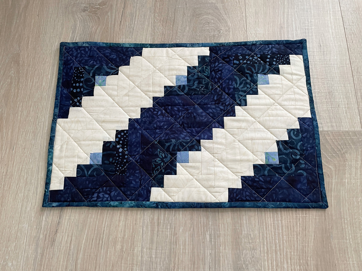 Handmade Casserole Hot Pad, Oversized Kitchen Potholder, Blue and White Table Centerpiece