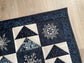 Winter Quilted Table Runner, Snowflake Centerpiece Runner, Blue and White Table Decor