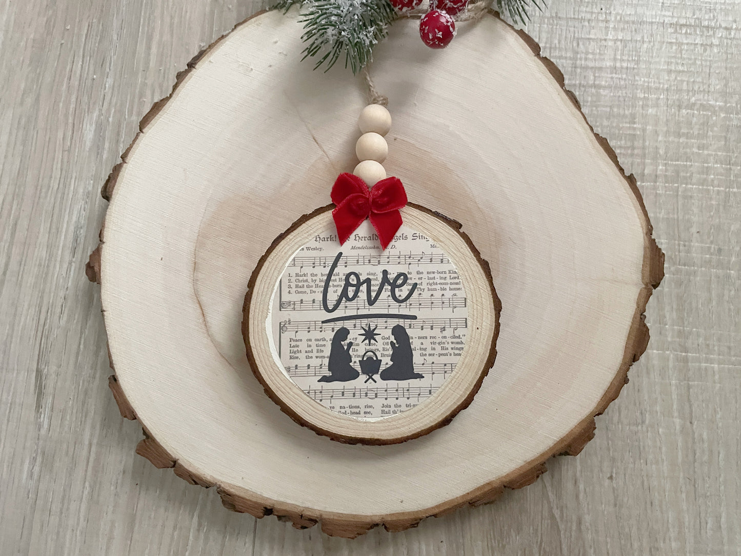 Nativity Wood Slice Ornament Set - Rustic Faith Based Christmas Decor