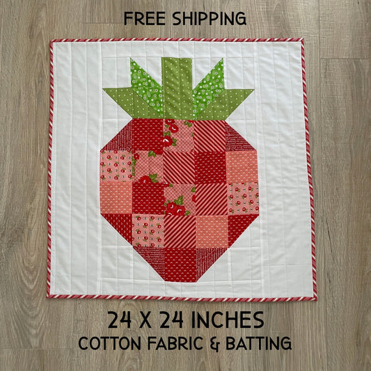 Strawberry Patchwork Quilted Table Topper