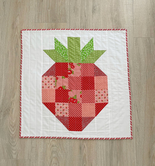 Strawberry Patchwork Quilted Table Topper