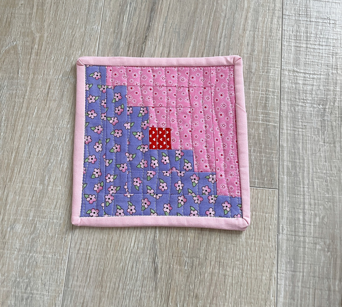 Vintage Quilted Floral Mug Rug / Coasters