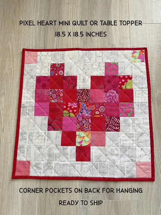 Valentine Heart Wall Art, Patchwork Quilted Table Topper