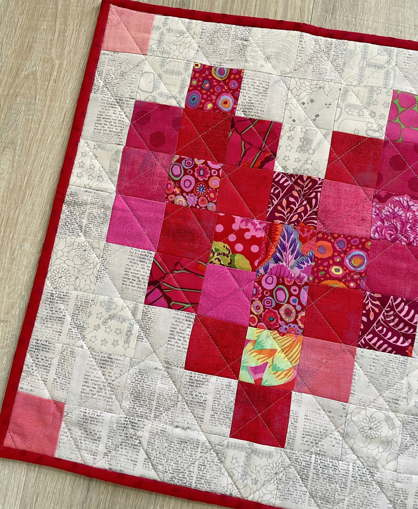 Valentine Heart Wall Art, Patchwork Quilted Table Topper