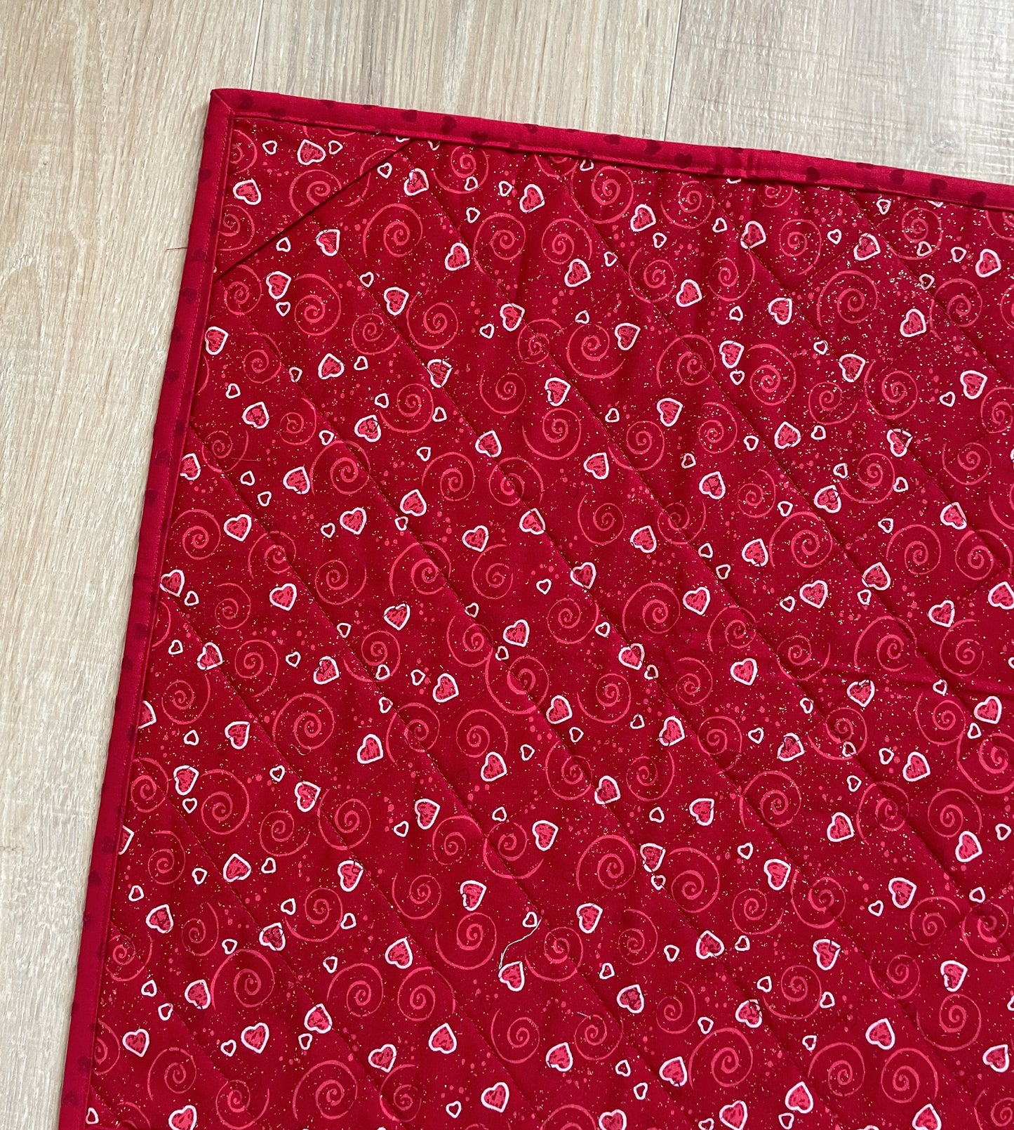 Valentine Heart Wall Art, Patchwork Quilted Table Topper