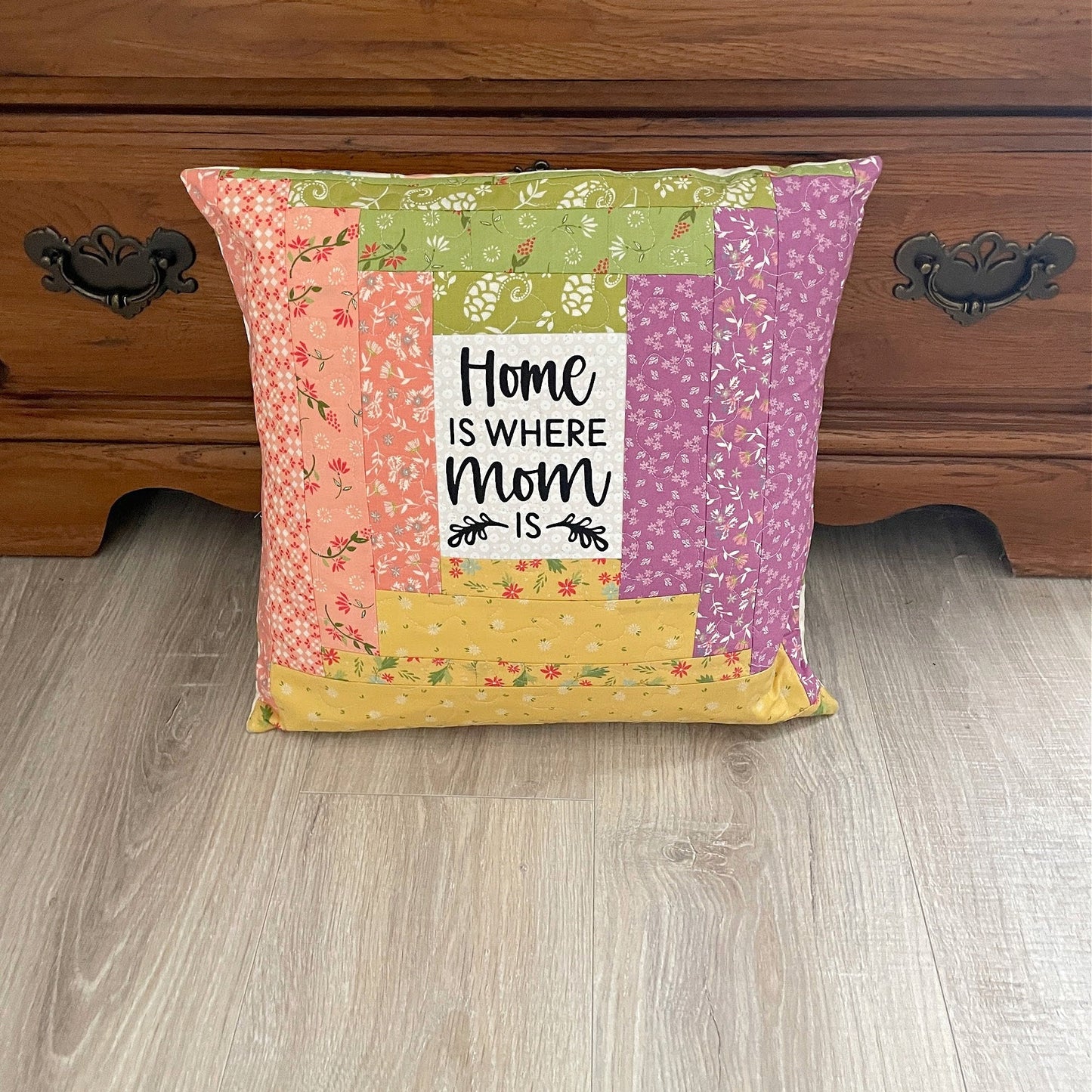 Quilted Throw Pillow, Gift for Mom