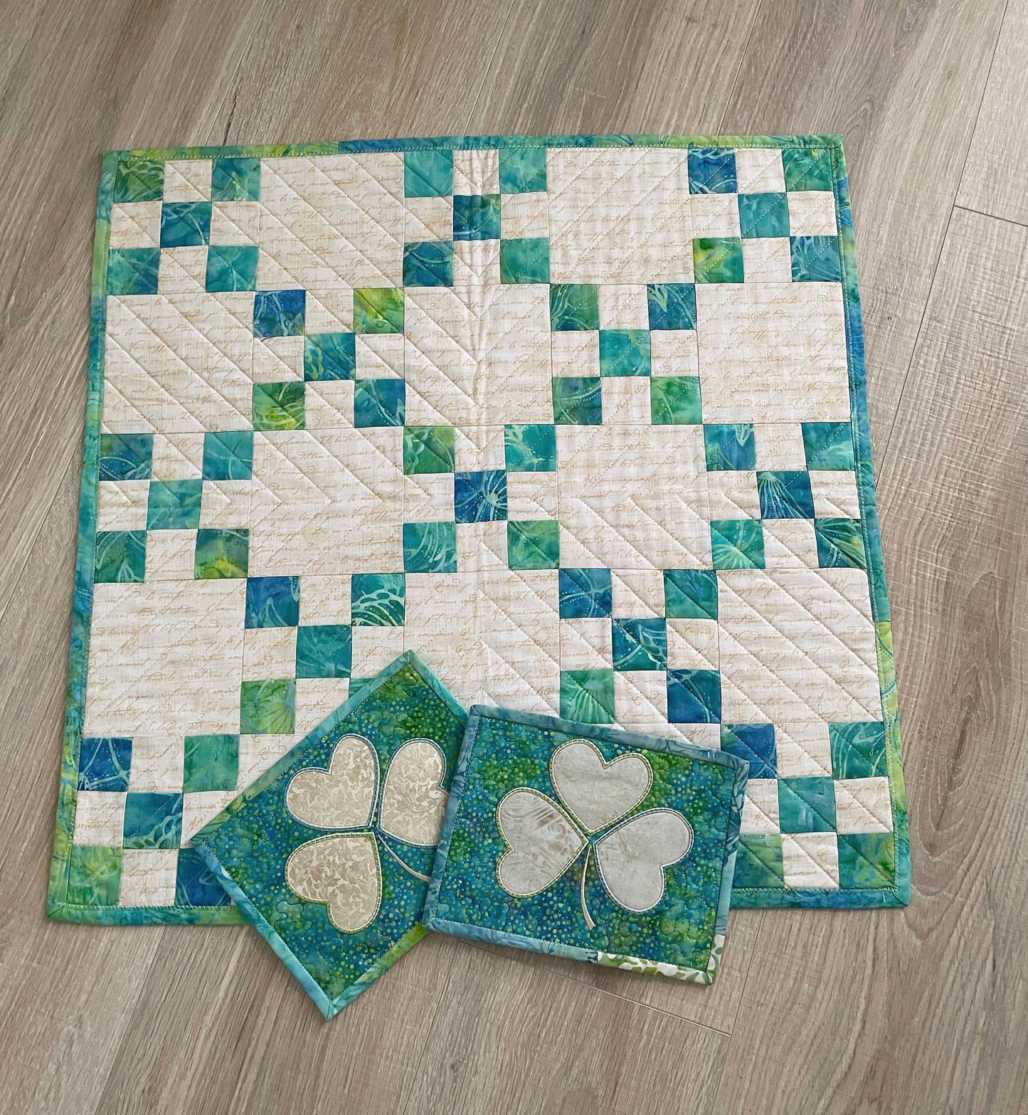 Quilted Spring Green Table Topper