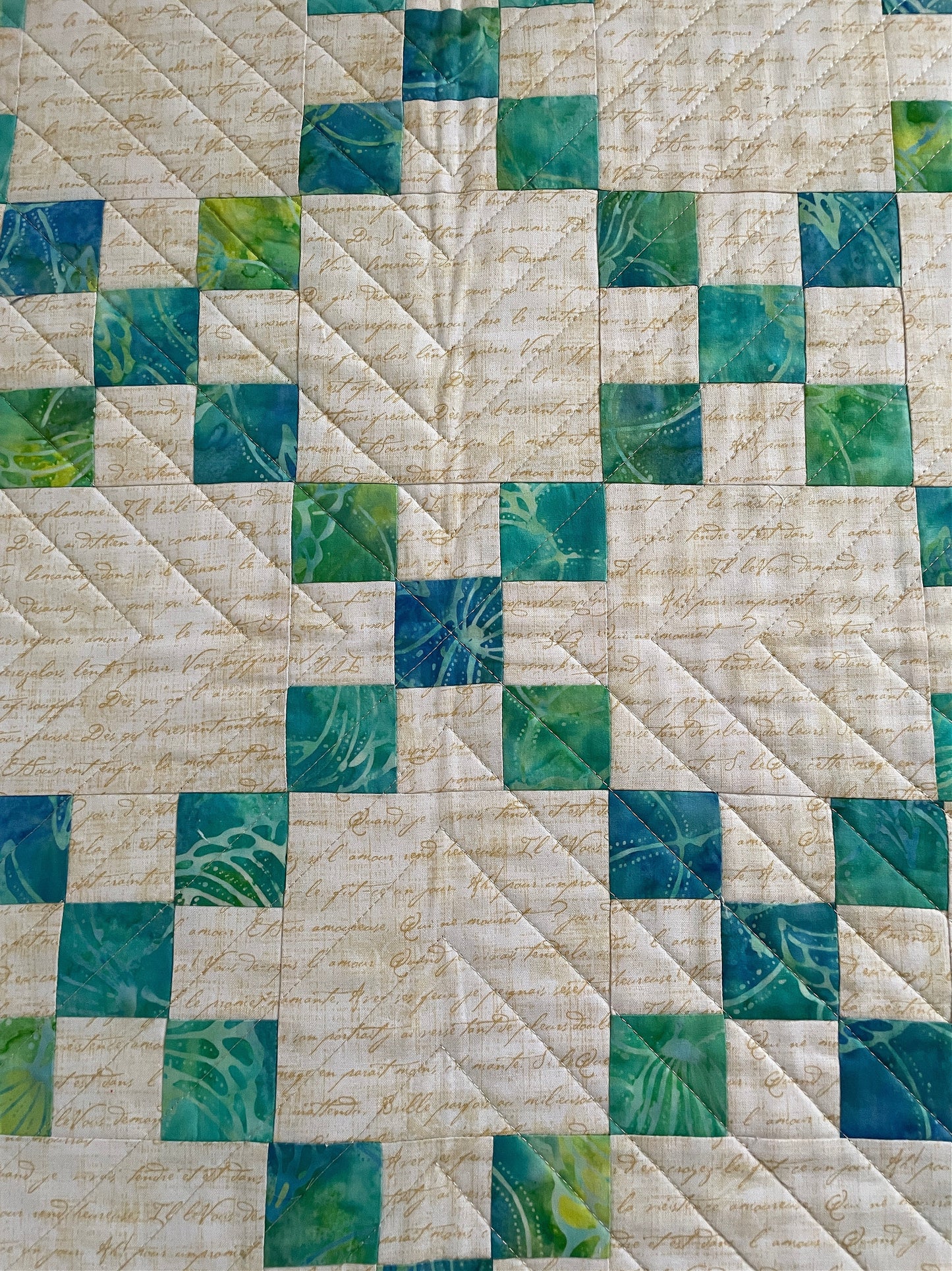 Quilted Spring Green Table Topper